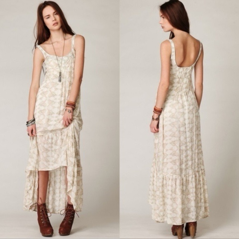 FREE PEOPLE Love Birds Hummingbird Boho High-Low Maxi Dress